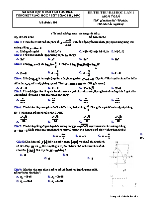 Đề thi thử Đại học lần 1 môn Toán năm 2019 - Mã đề 101 - Trường THPT Phụ Đực